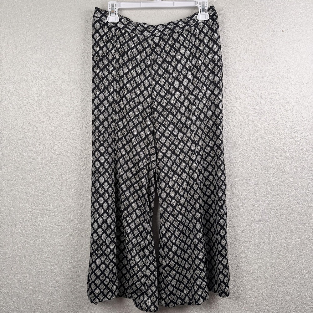 Saturday Sunday Anthropologie Pants Womens S Black White Wide Leg Geometric